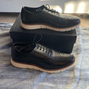 Bruno Marc NIB grandwing black dress casual lace up shoes